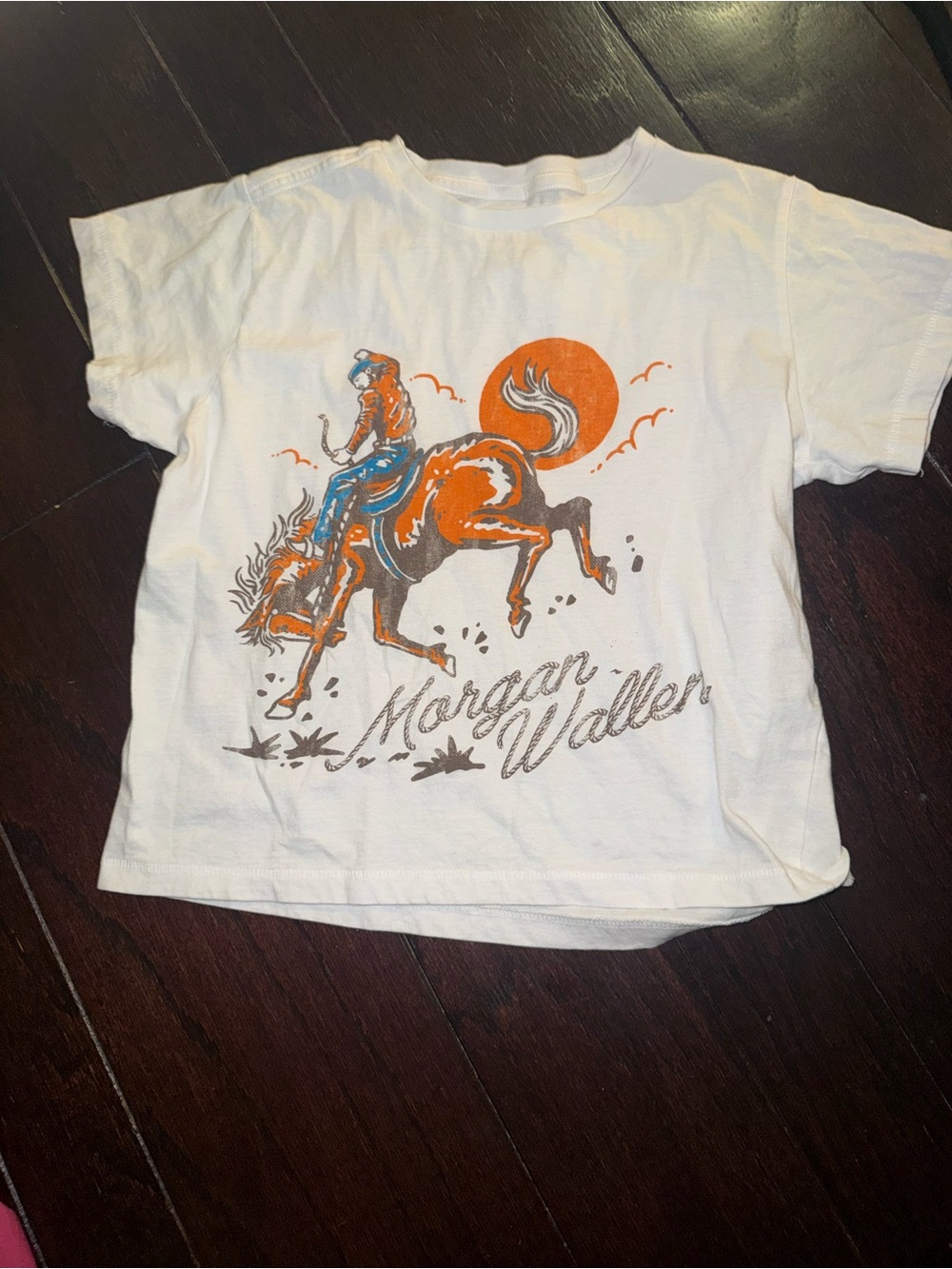 Morgan Wallen Cowboy Graphic Cropped T-Shirt White Size Small